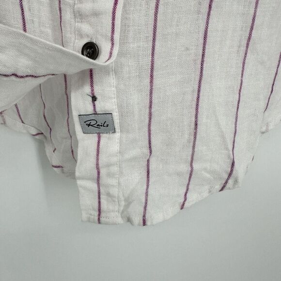 Rails x Free People Charli Button Down Shirt Linen Blend Pink Stripe Women’s M - Picture 5 of 13